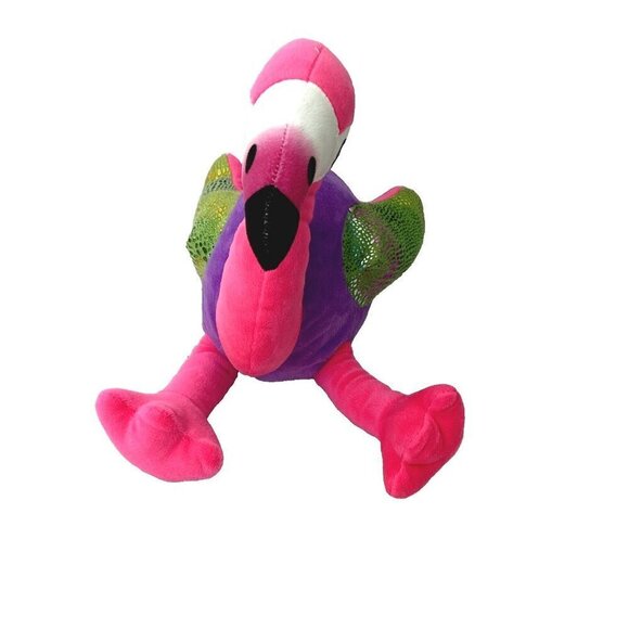 Bright Pink Flamingo 15" Plush Stuffed Animal Stuffie Pink Purple AAA Global Ind - Picture 3 of 4